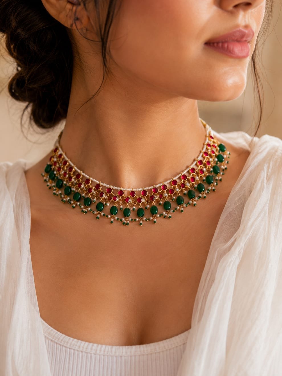 Royal Pearl & Stone Choker