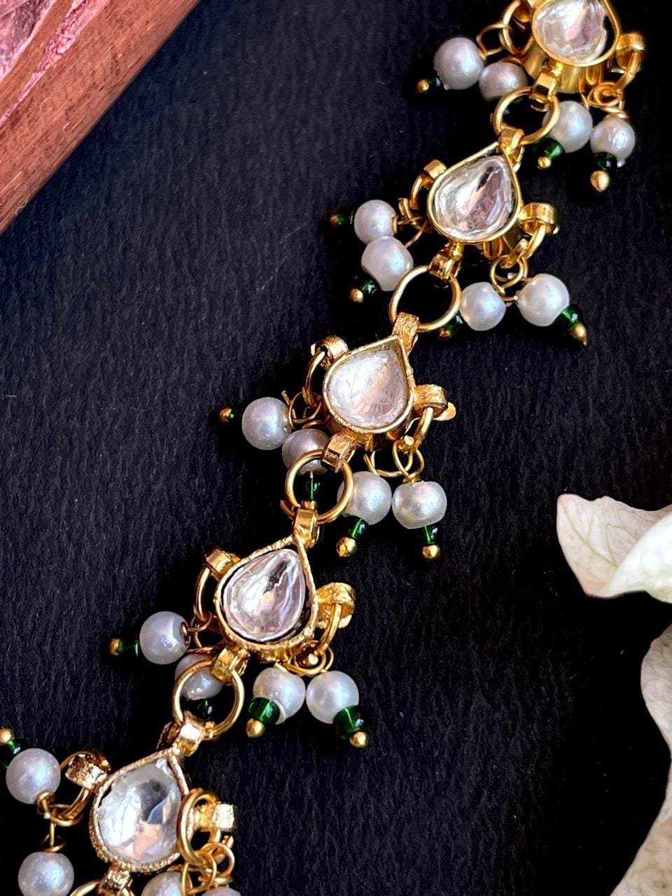 Stone Beads with Pachi Kundan Beaded Mangtika - Image 3