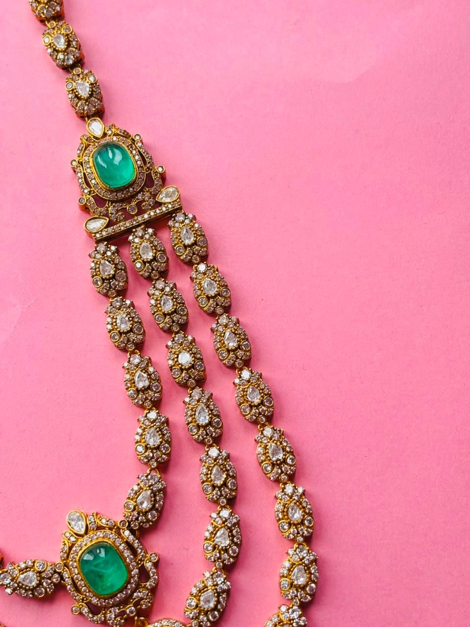 Multi-Layer Green Stone Bridal Necklace Set - Image 3