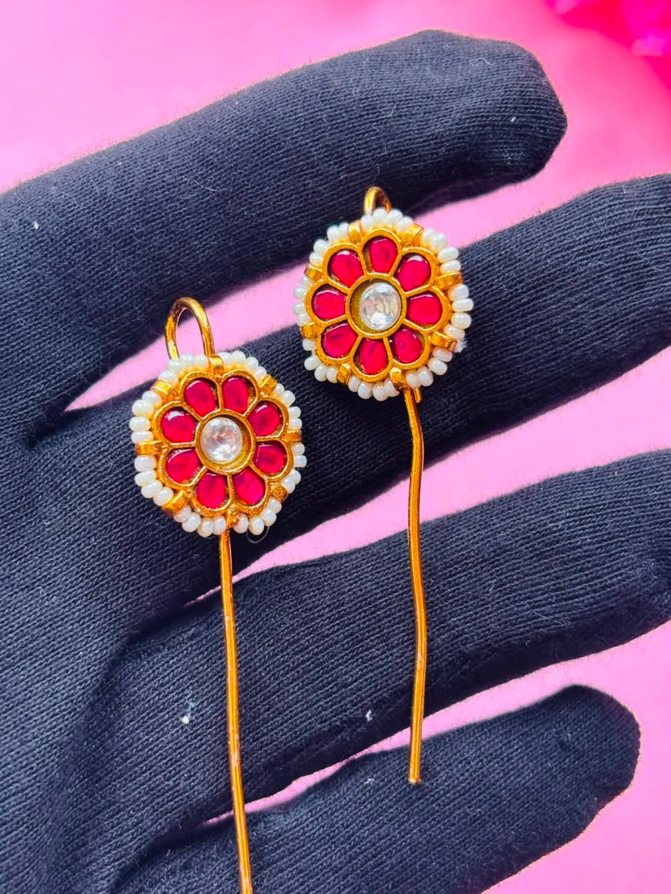 Gold Plated Kundan Ear Cuff - Image 6