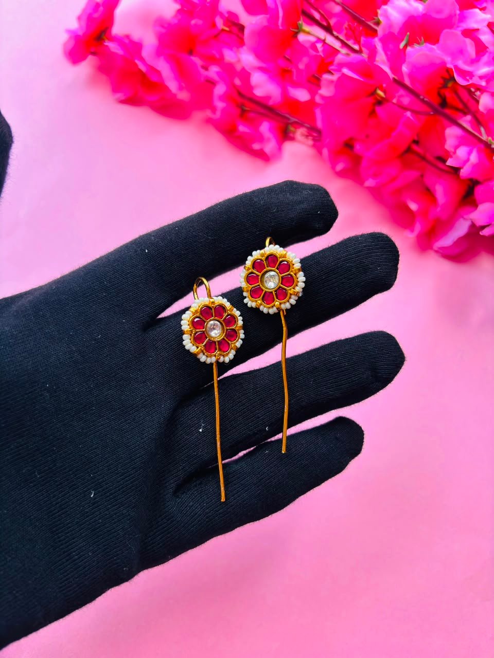 Gold Plated Kundan Ear Cuff - Image 3