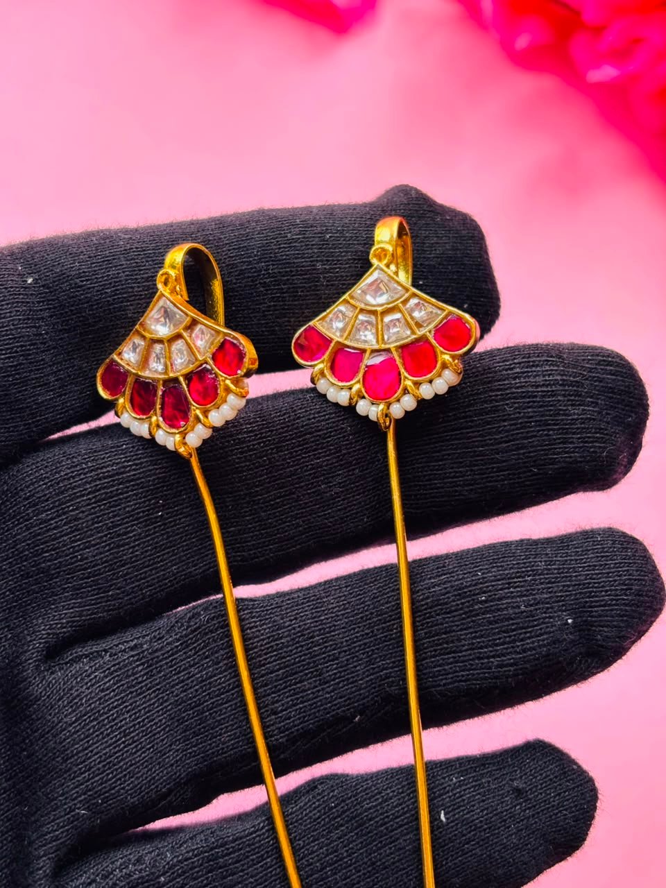 Gold Plated Kundan Ear Cuff - Image 5