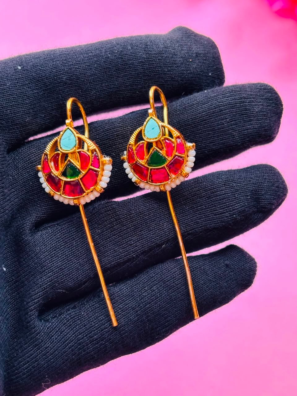 Gold Plated Kundan Ear Cuff - Image 5