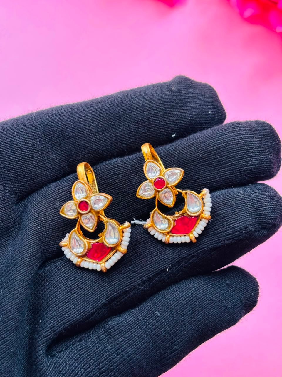 Gold Plated Kundan Ear Cuff - Image 4