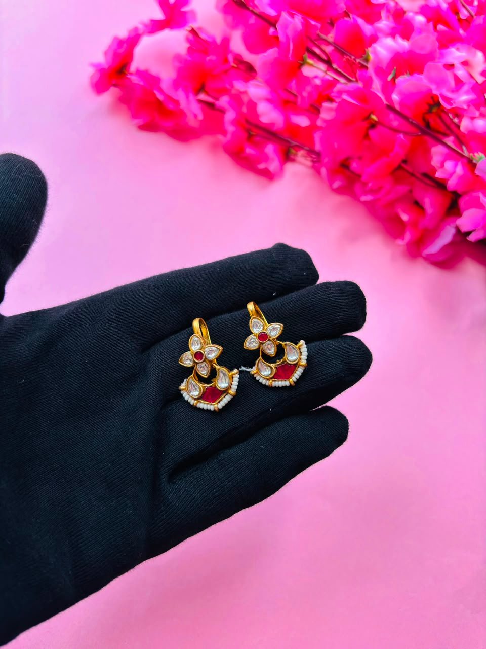 Gold Plated Kundan Ear Cuff