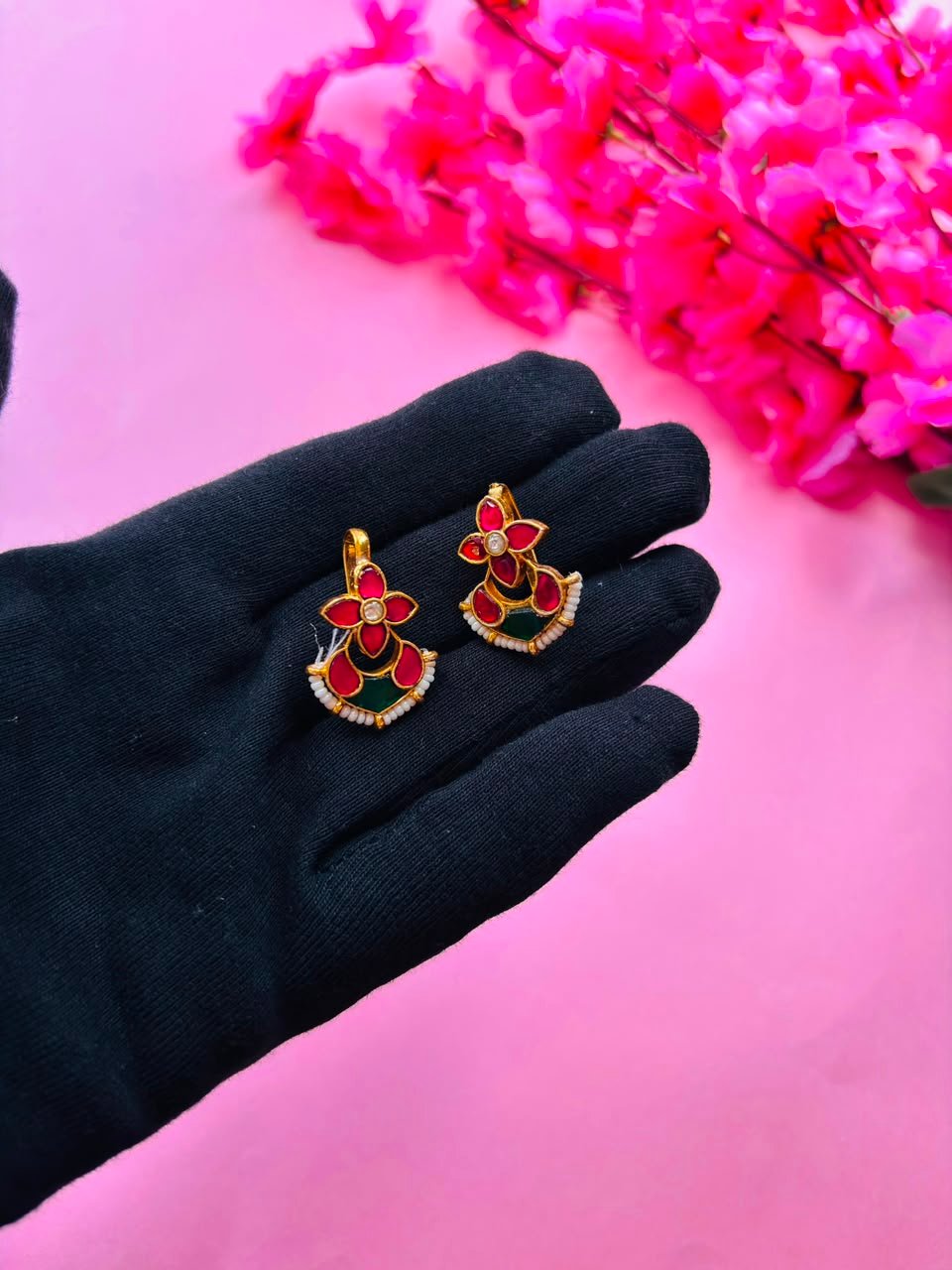 Gold Plated Kundan Ear Cuff