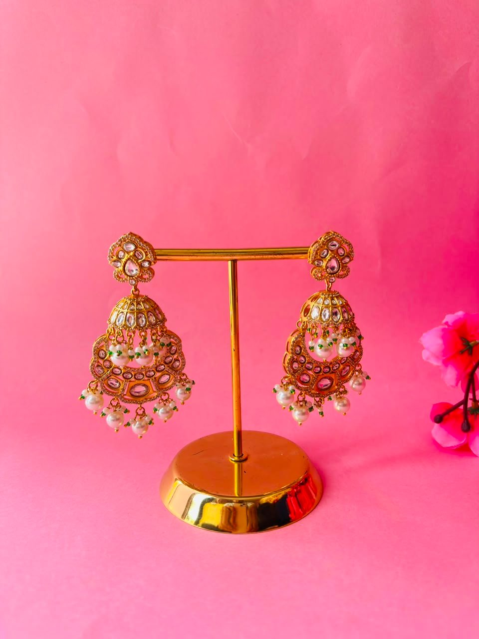 Elegant Ethnic Jhumka Earrings - Image 2