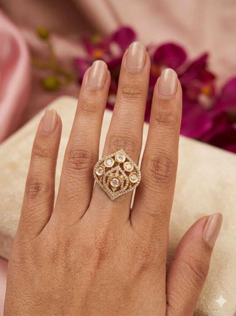 Dainty Moissanite Statement Adjustable Ring