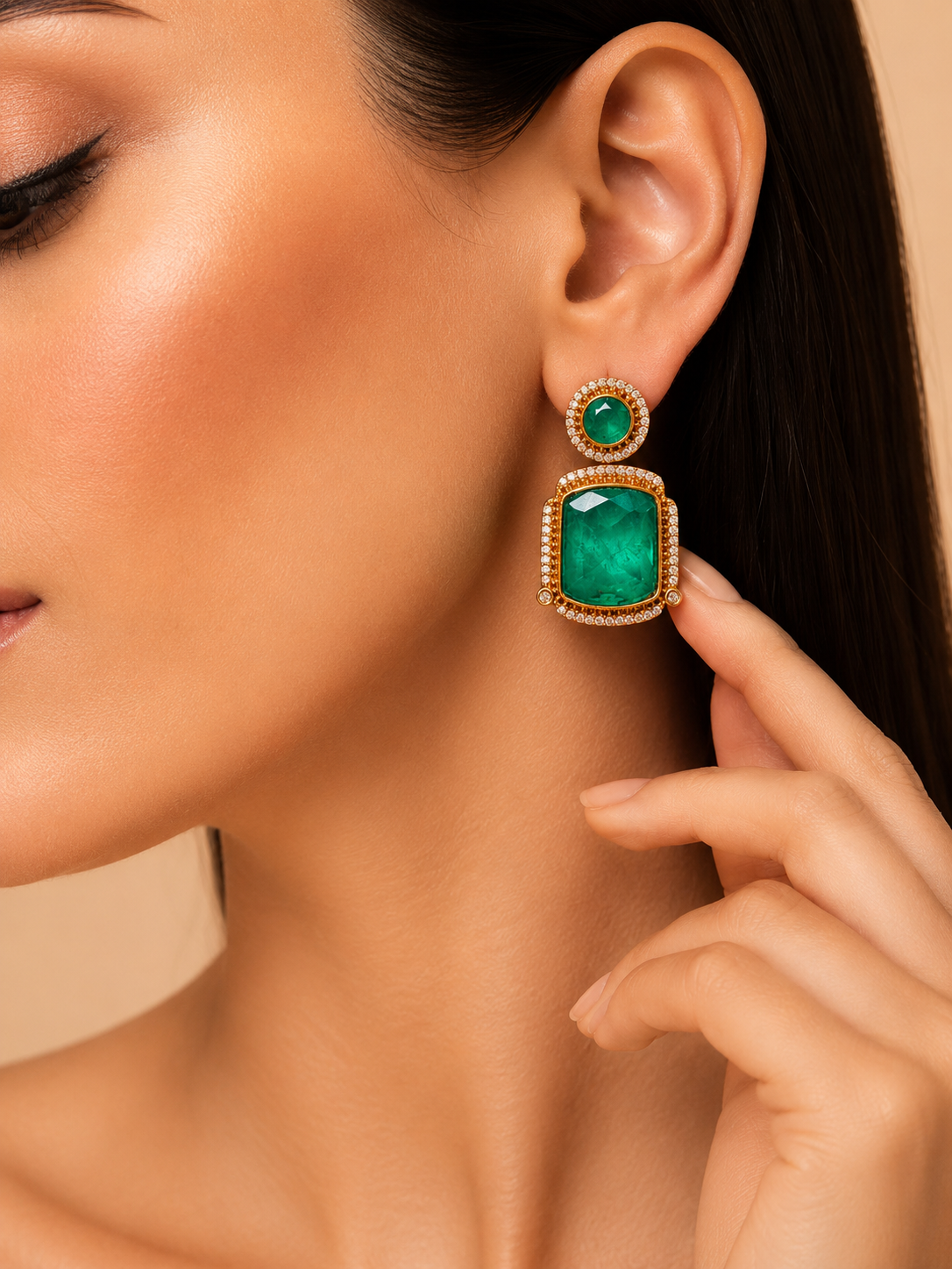 Emerald-Cut Gemstone Drop Earrings