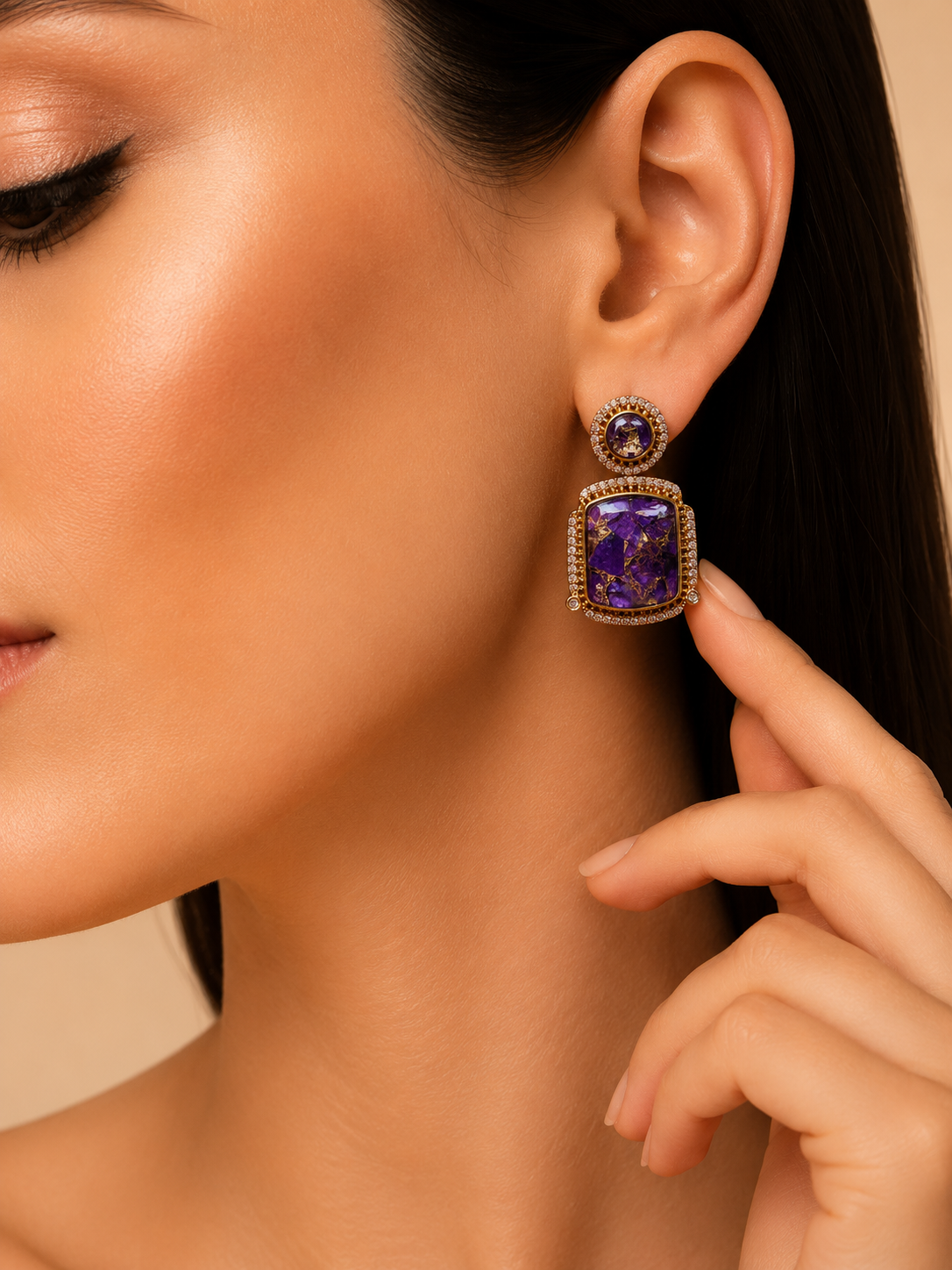 Mosaic Gemstone Drop Earrings