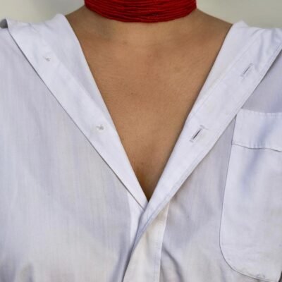 Multi-Strand Red Seed Bead Choker Choker