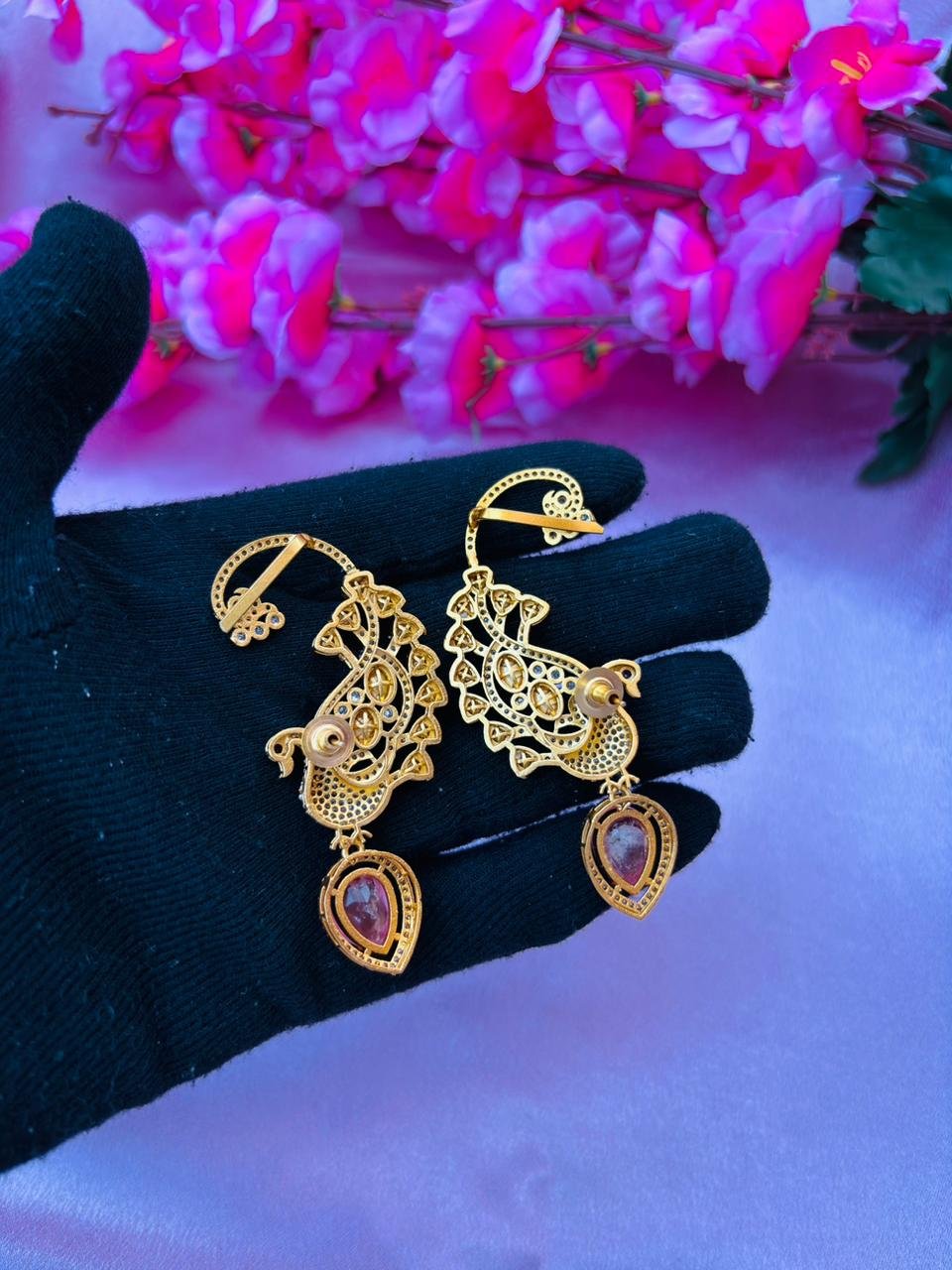 Peacock Necklace Set – Rani Pink - Image 5