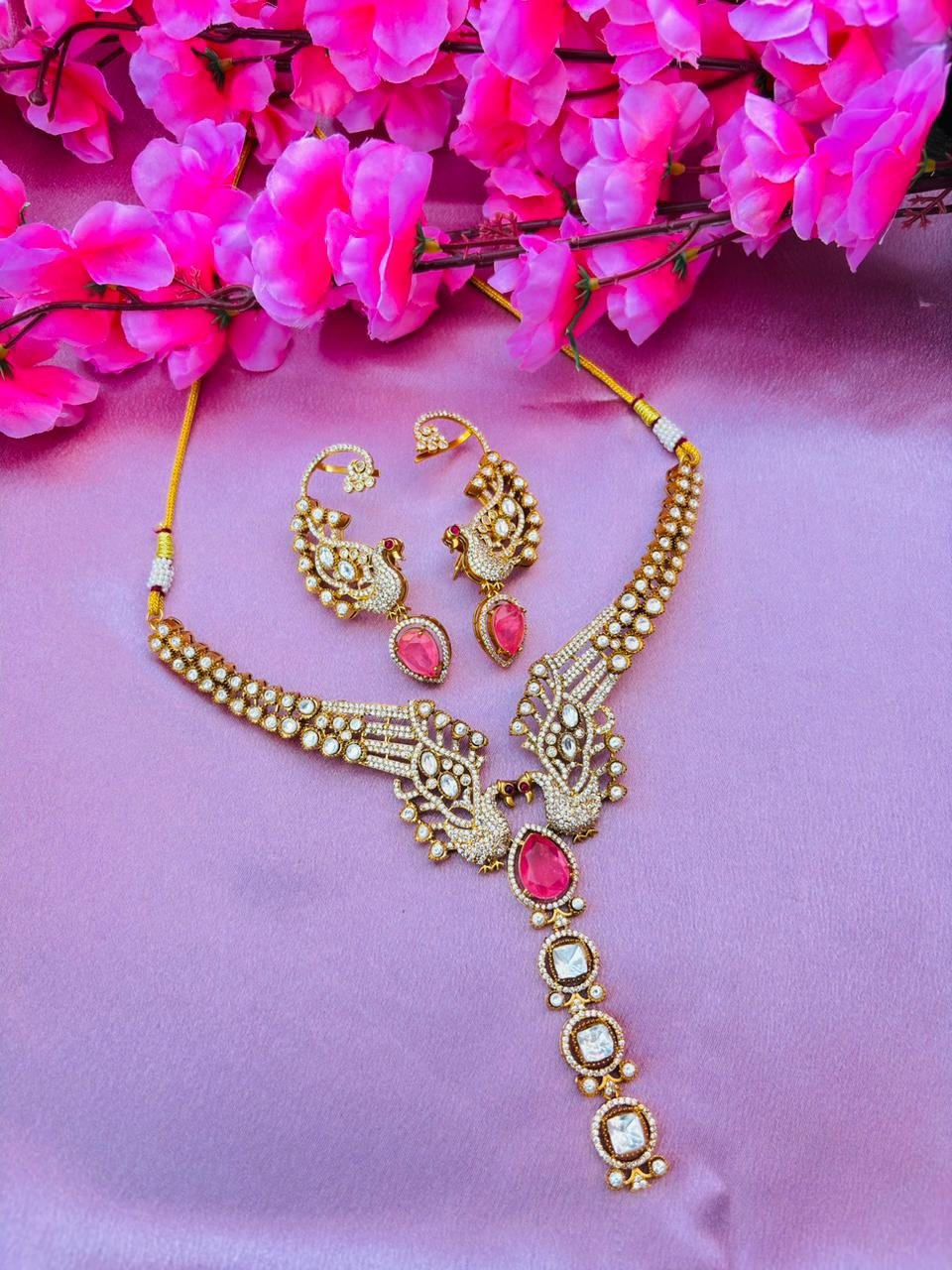 Peacock Necklace Set – Rani Pink