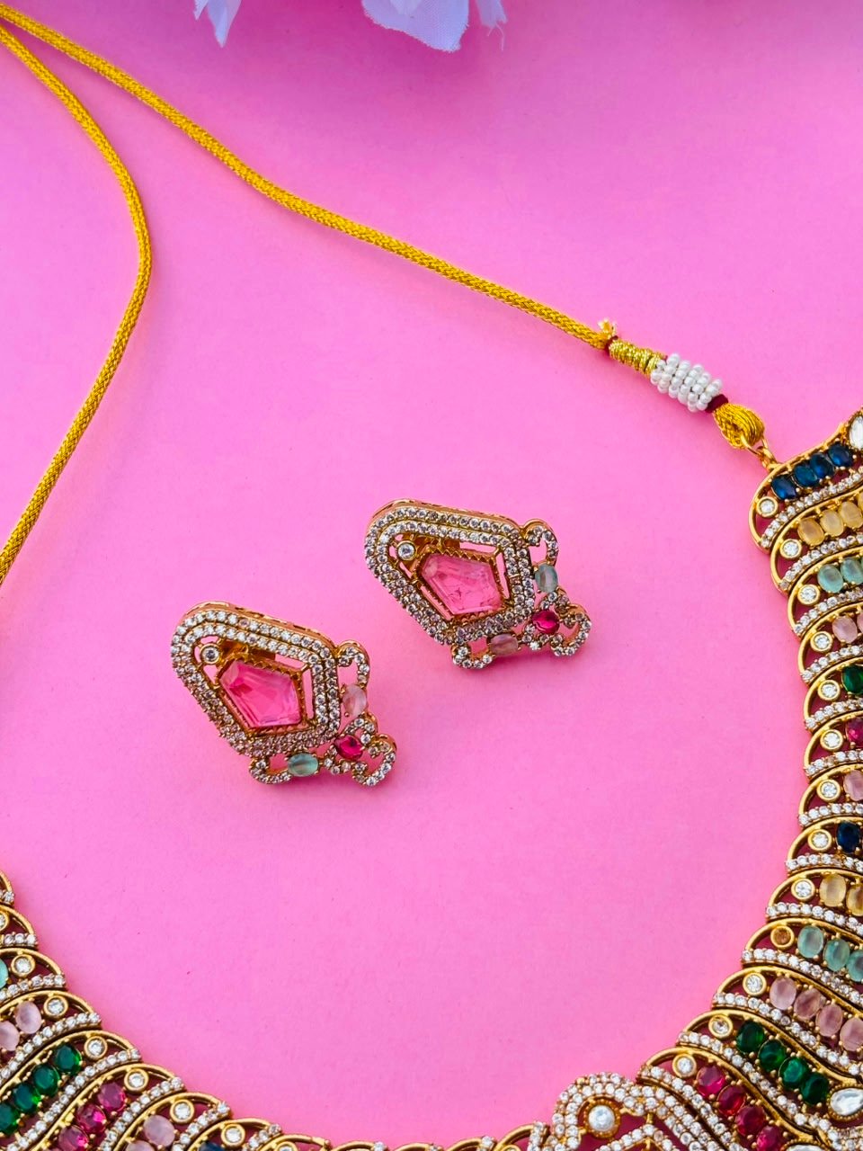 Multi Colour Kundan Statement Choker Set - Image 5