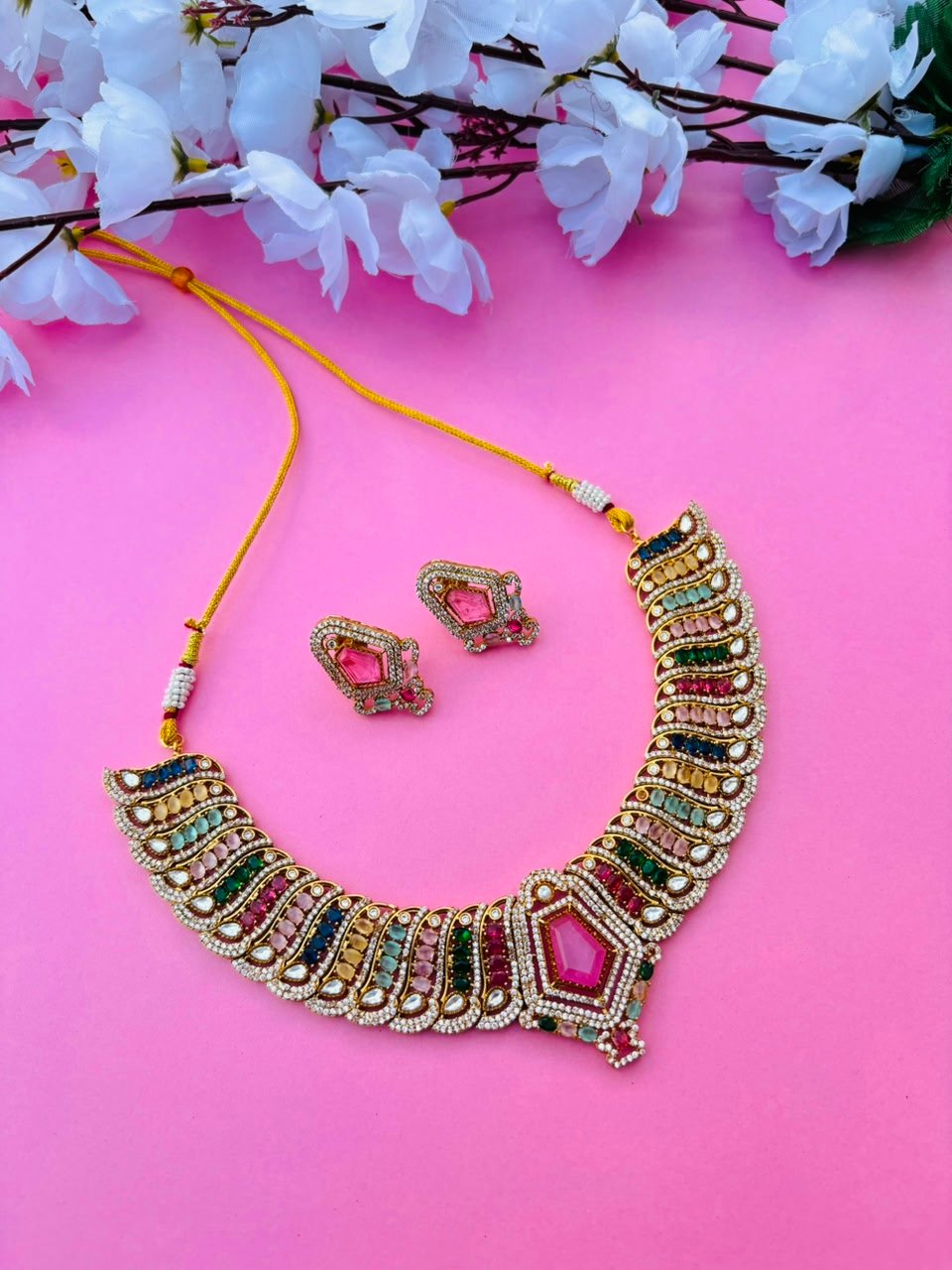 Multi Colour Kundan Statement Choker Set