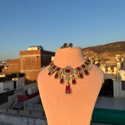 Ruby Victorian Bridal Necklace Set