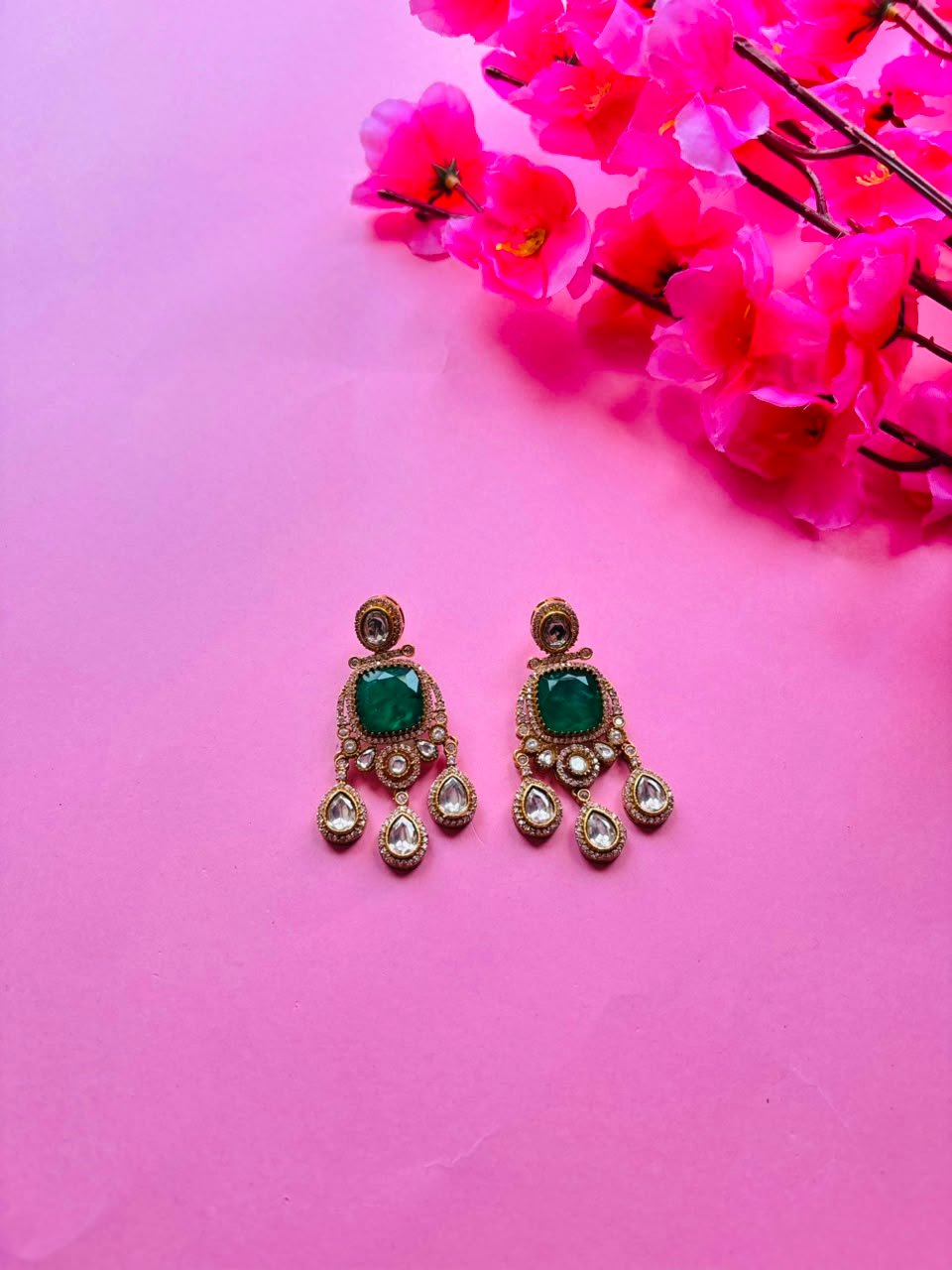 Polki Chandbali Earrings for Women - Image 2