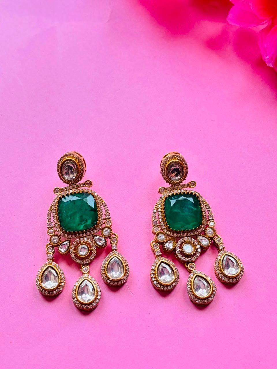 Polki Chandbali Earrings for Women - Image 5