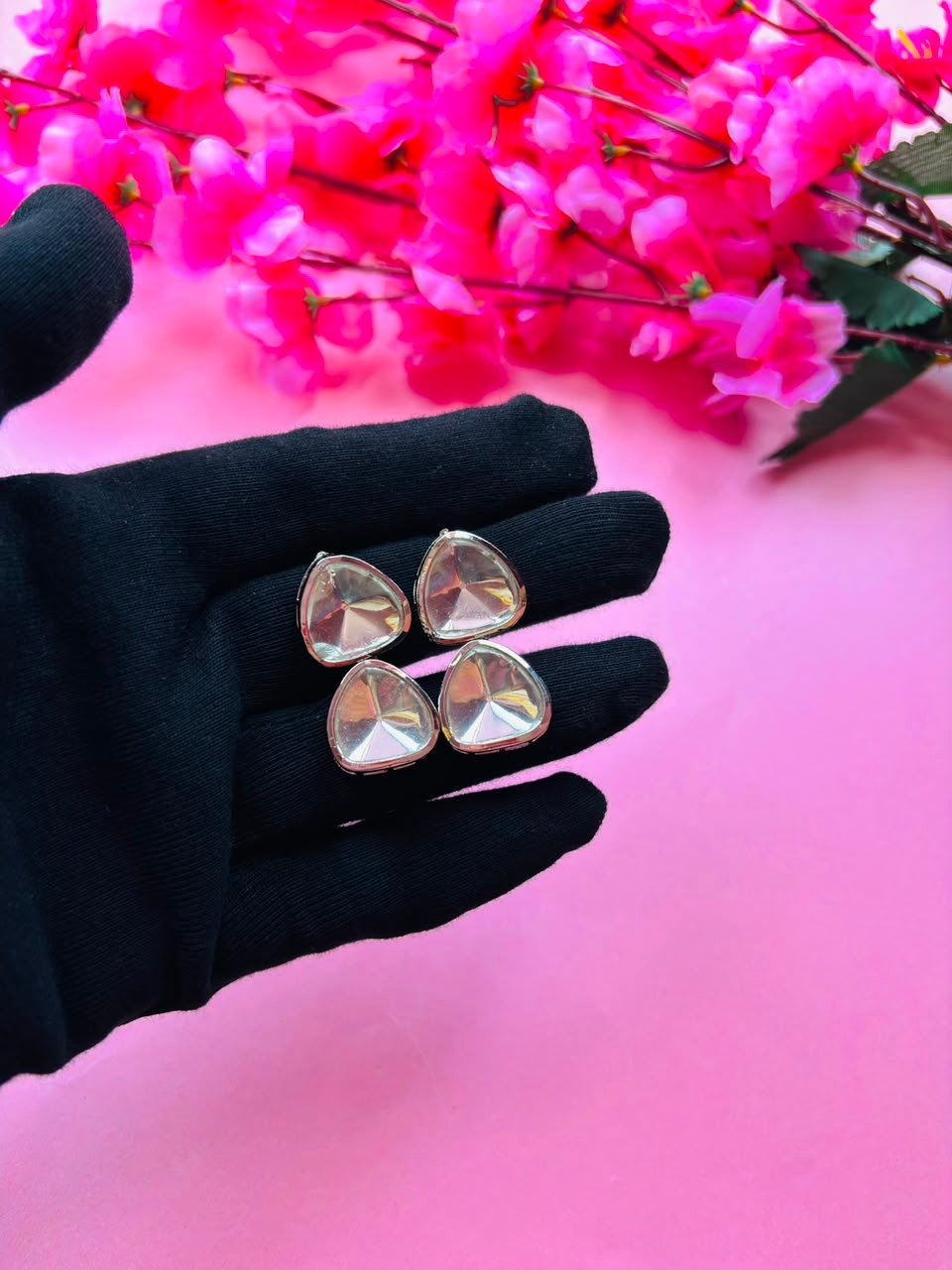 Polki Style Stud Earrings - Image 3