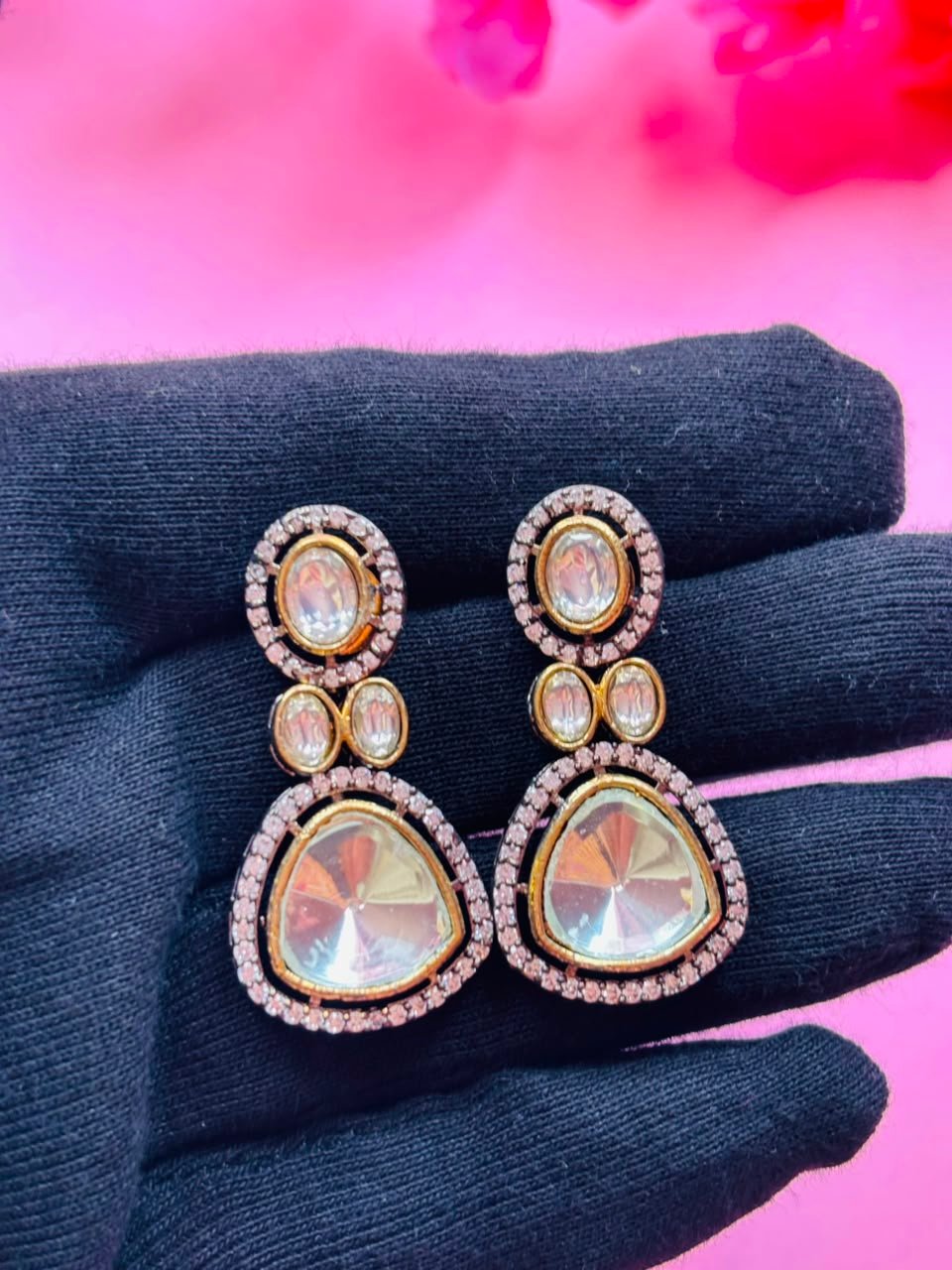 Polki Style Stud Earrings - Image 5