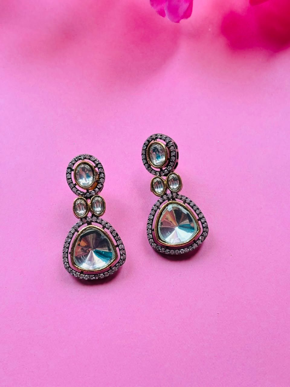 Polki Style Stud Earrings - Image 4