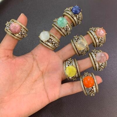 Premium Gemstone Cabochon Ring – Available in Multiple Colors