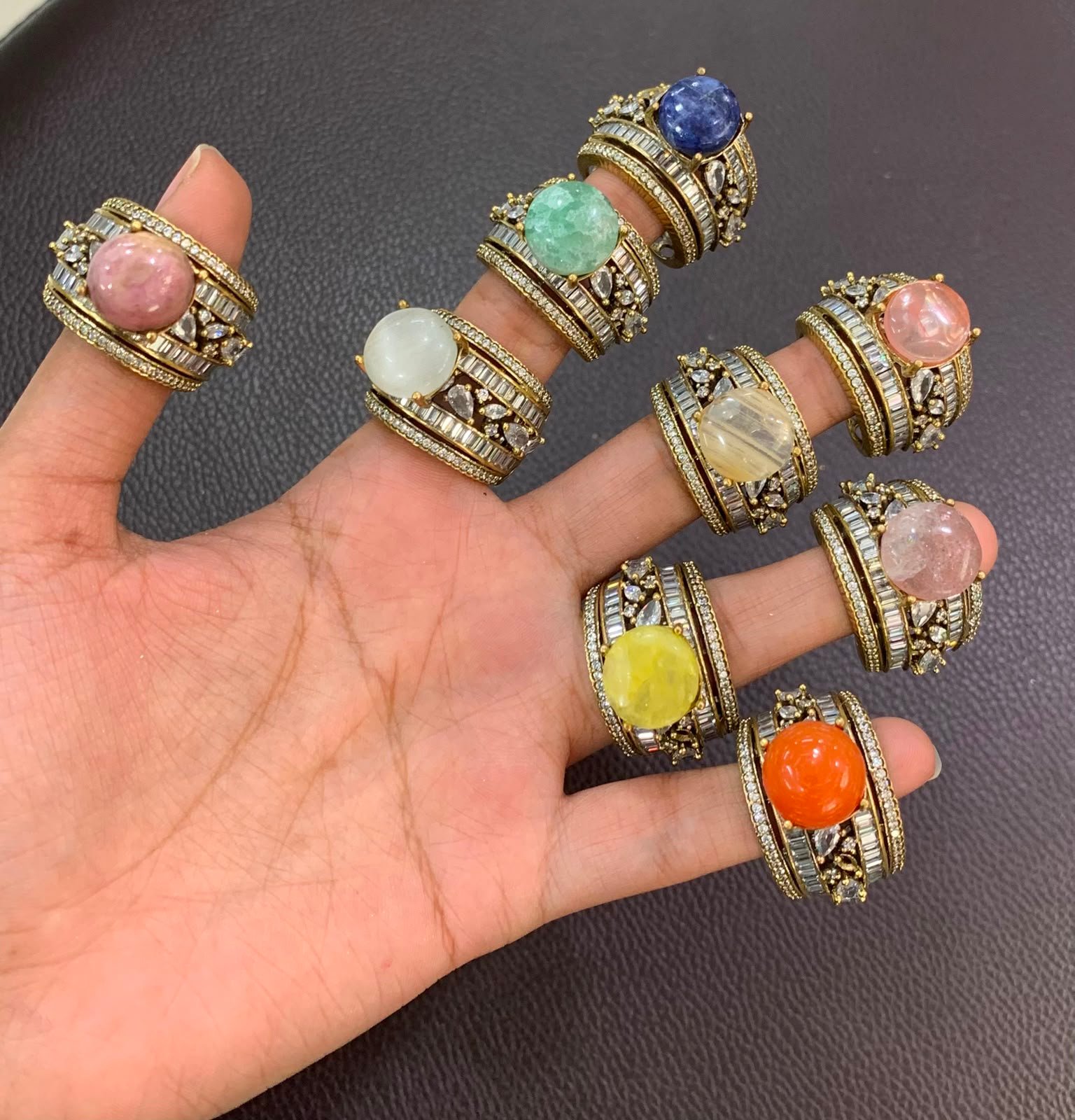 Premium Gemstone Cabochon Ring – Available in Multiple Colors