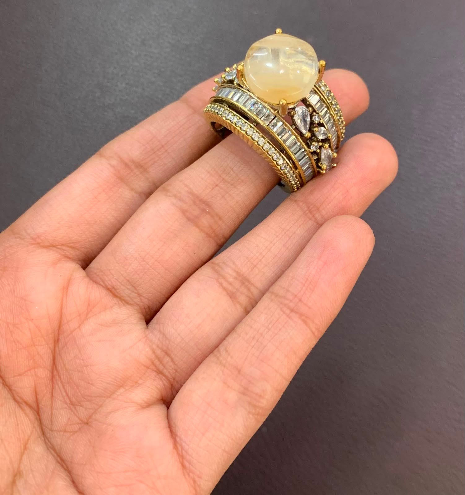 Premium Gemstone Cabochon Ring – Available in Multiple Colors - Image 3