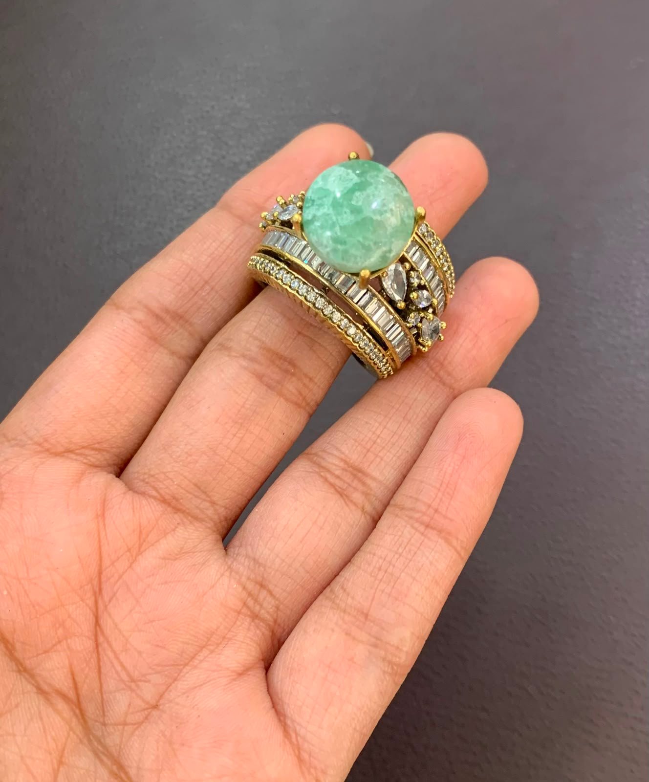 Premium Gemstone Cabochon Ring – Available in Multiple Colors - Image 2