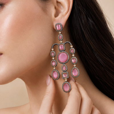 Statement Pink Chandelier Earrings For Women