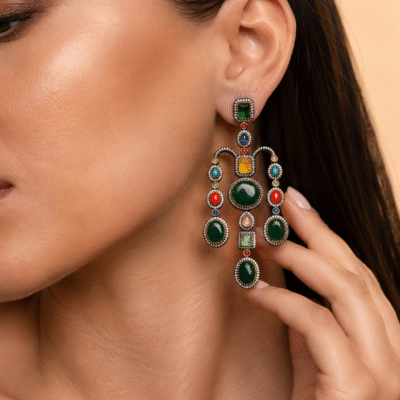 Statement Emerald Green Chandelier Earrings For Women