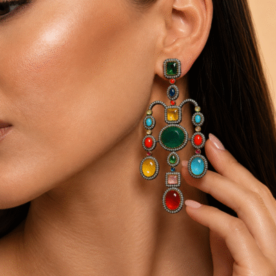 Statement Multi Colour Chandelier Earrings For Women