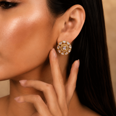 Kundan Floral Stud Earrings For Women