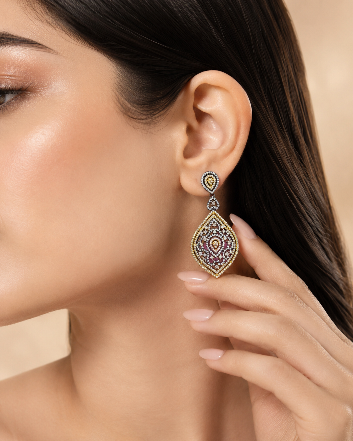 American Diamond Marquise Drop Earrings For Women