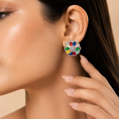 Multicolor Floral Stud Earrings For Women