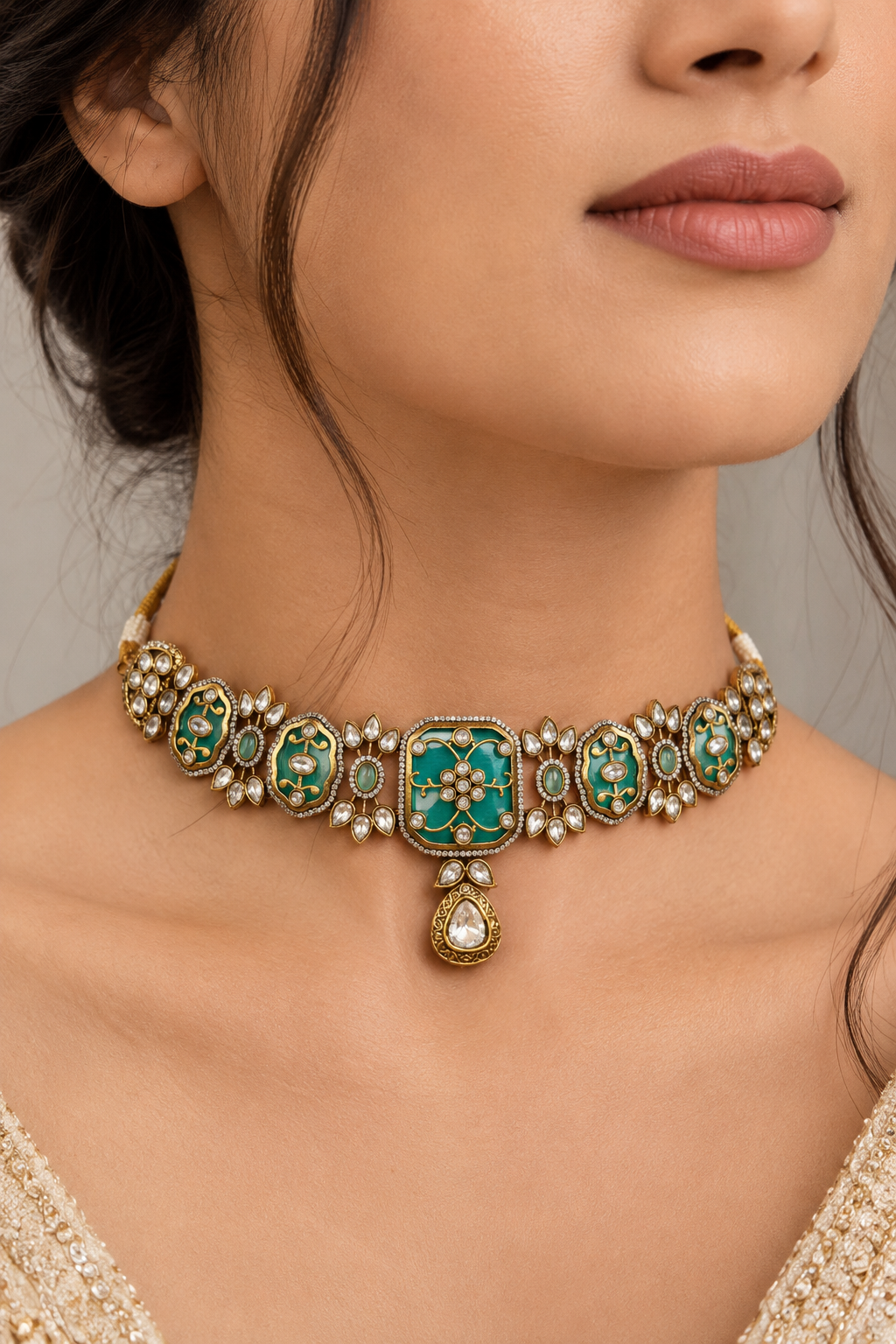 Meenakari Kundan Choker Set with Multicolor Enamel Work