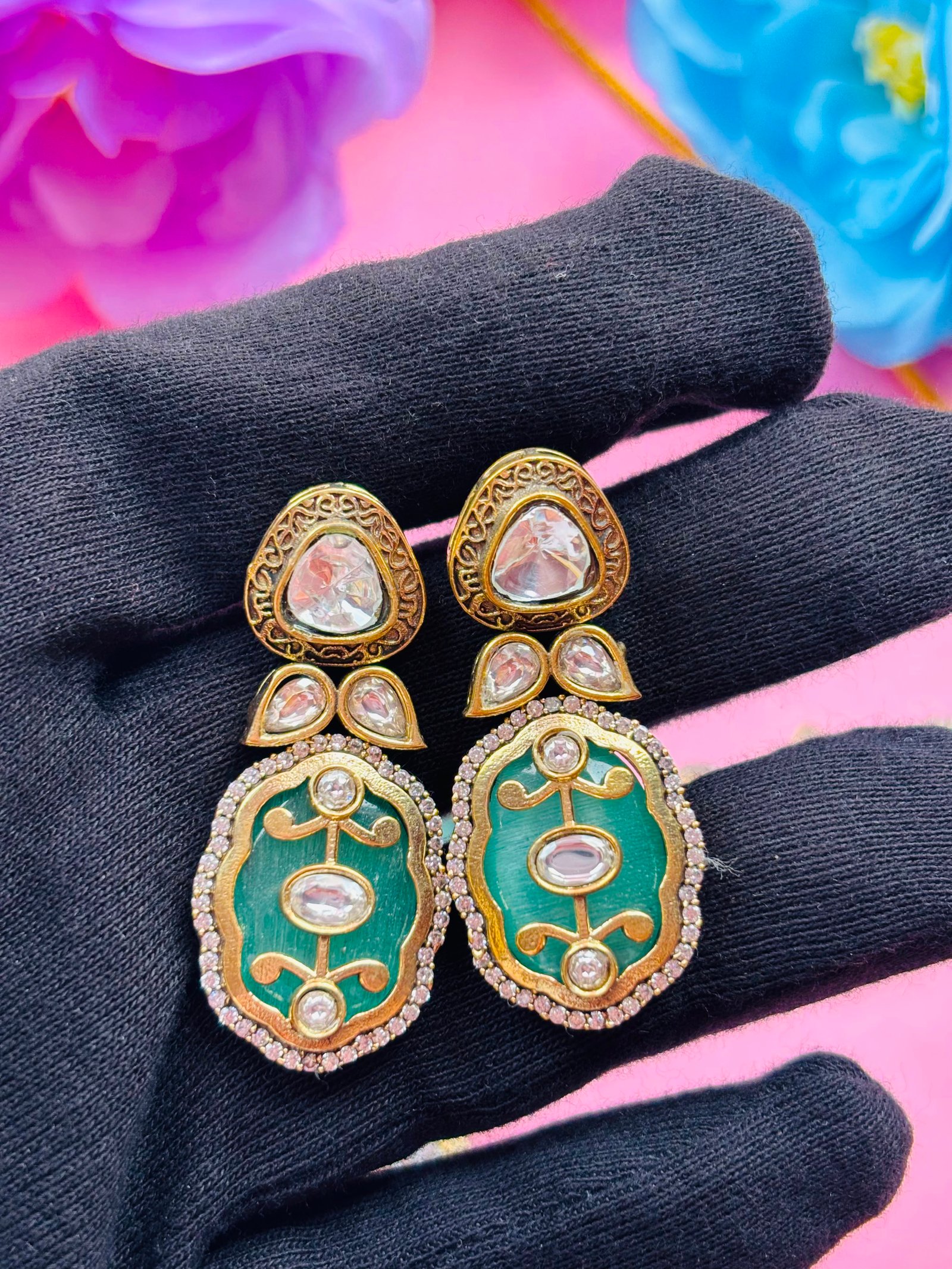 Meenakari Kundan Choker Set with Multicolor Enamel Work - Image 7