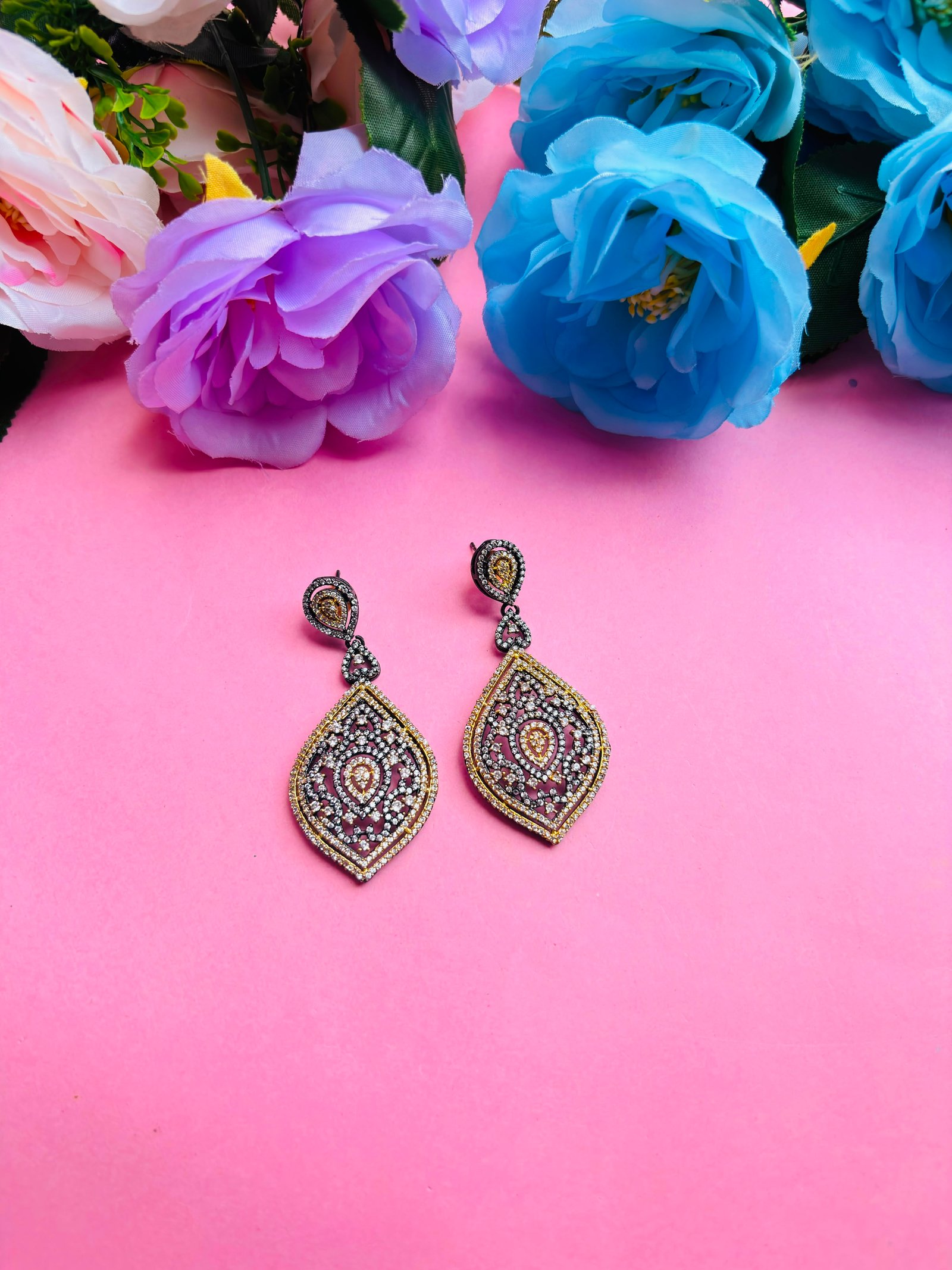 American Diamond Marquise Drop Earrings For Women - Image 2