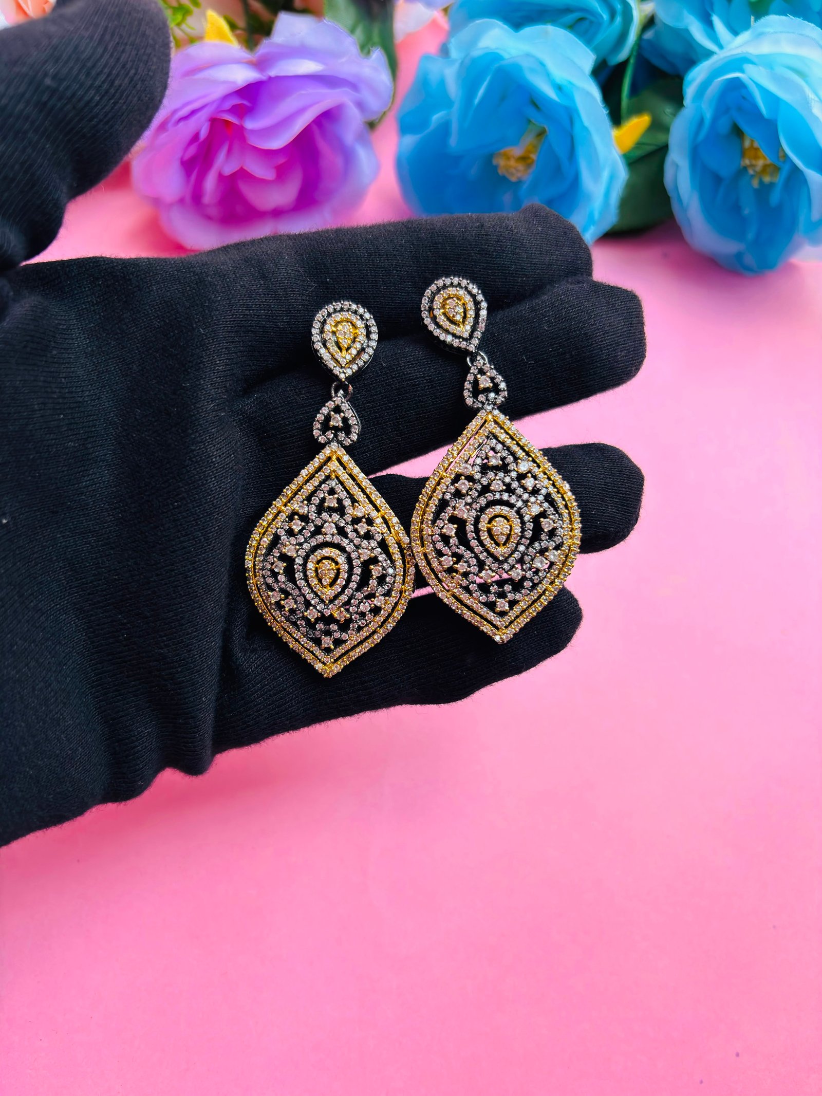 American Diamond Marquise Drop Earrings For Women - Image 3